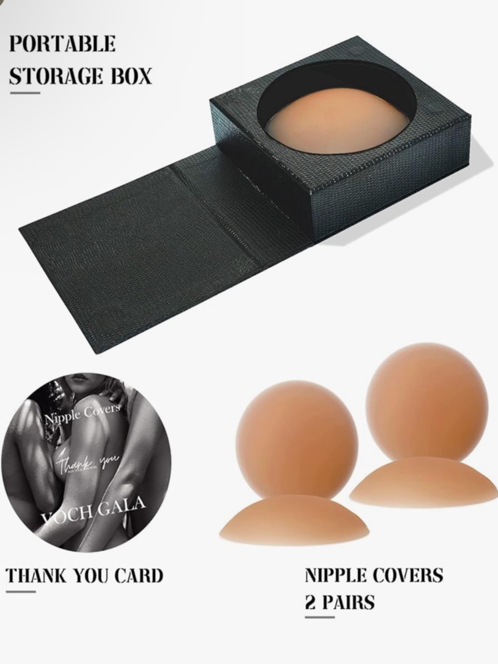 Reusable Nipple Covers, Seamless Non Adhesive Nipple Pasties - 2 Pairs